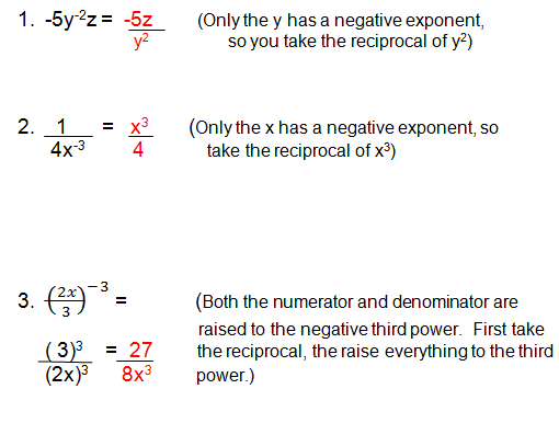 Negative Exponents and Zero Exponents