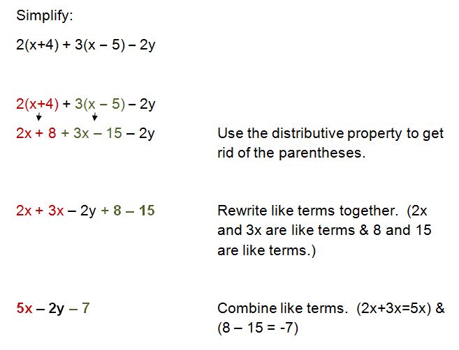 Simplifying Algebraic Expressions And Combining Like Terms