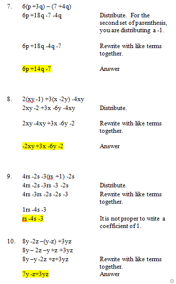 Practice Simplifying Algebraic Expressions