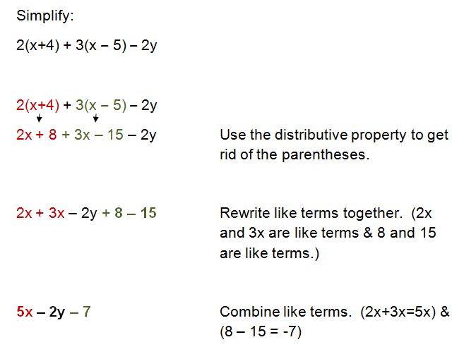 Simplifying Algebraic Expressions