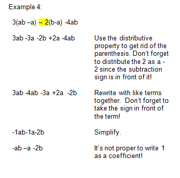 Simplifying Algebraic Expressions and Combining Like Terms