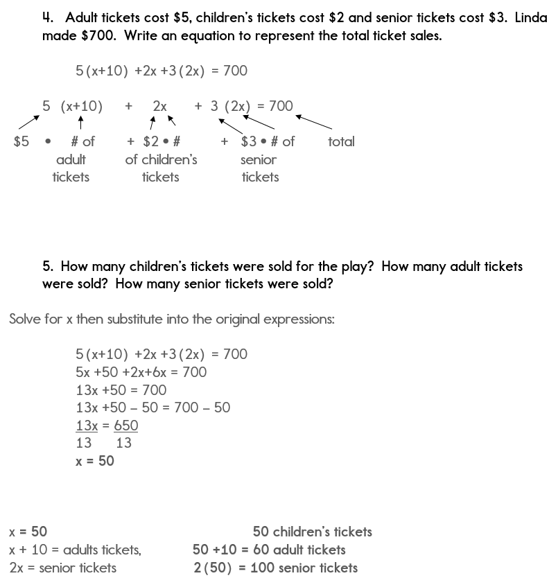 Algebra Word Problems Worksheet With Solutions Writing Algebraic 